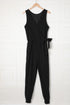 Deep V-Neck Sleeveless Solid Jumpsuit